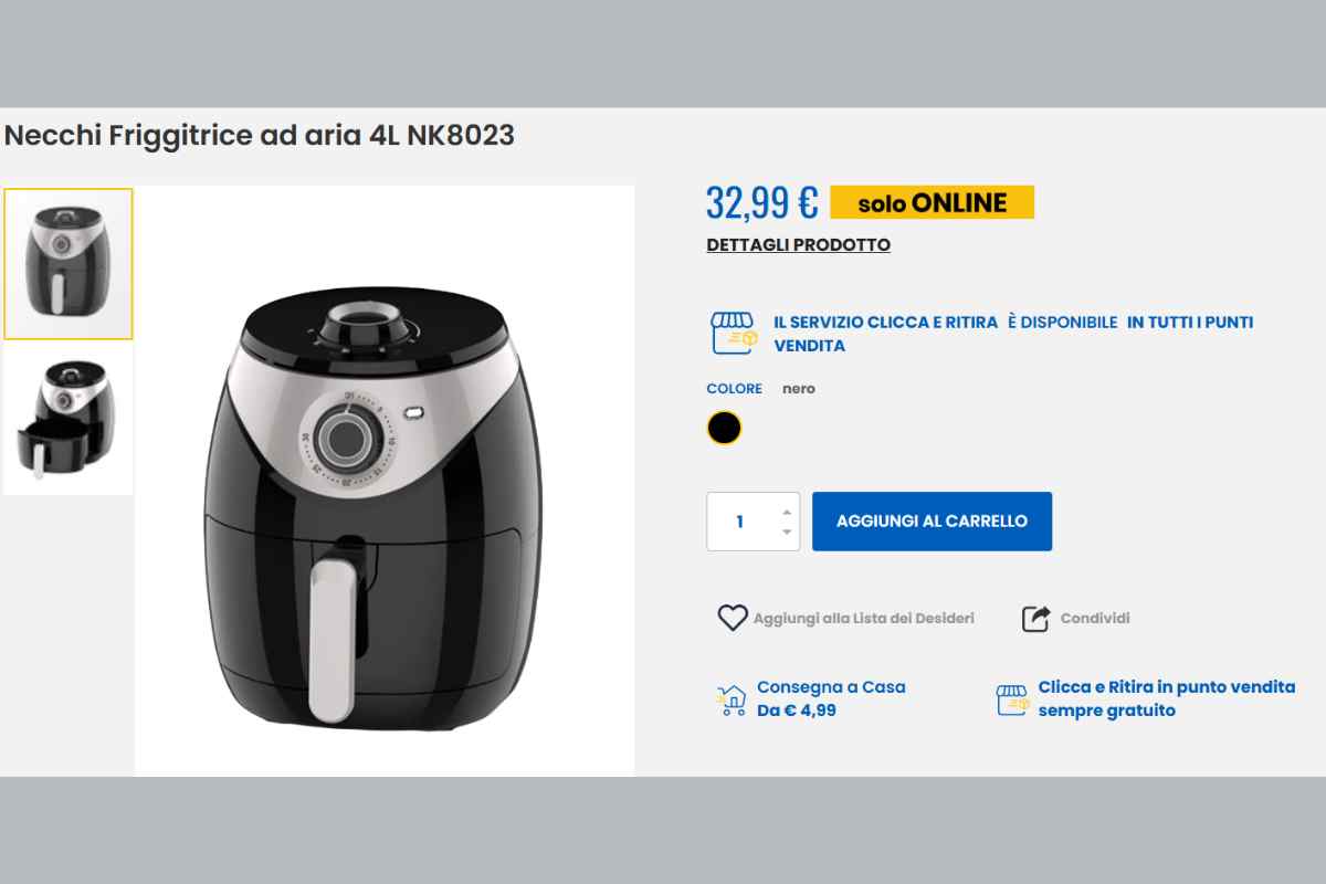 friggitrice ad aria in offerta da eurospin