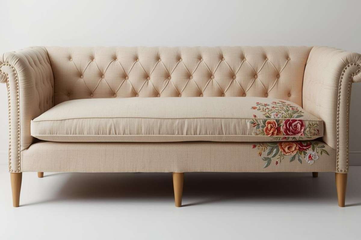 divano con ricamo 
