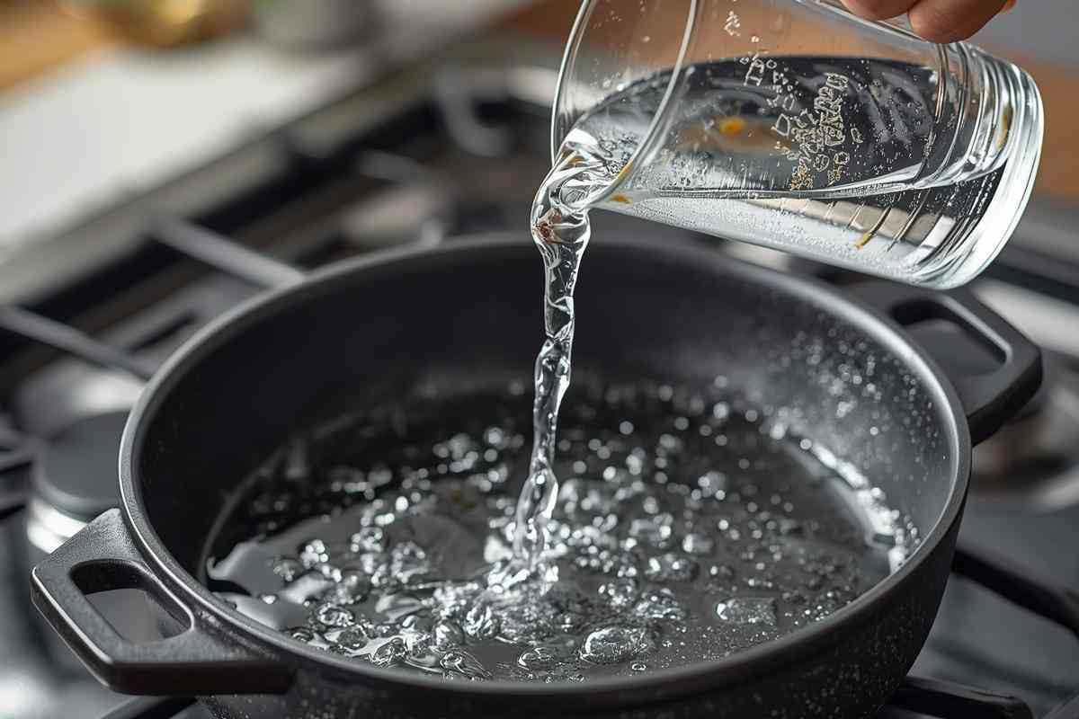 acqua versata in padella